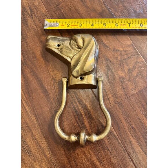 DOG HEAD DOOR KNOCKER FIGURAL SETTER POINTER DACHSHUND BEAGLE BRASS HEAVY 9” - Picture 3 of 10
